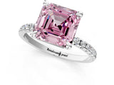White gold Fancy Pink Asscher Cut Diamond Brilliant Solitaire Ring with Pavé Band and Four-Prong Setting_25