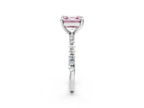 White gold Fancy Pink Asscher Cut Diamond Brilliant Solitaire Ring with Pavé Band and Four-Prong Setting_26