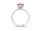 White gold Fancy Pink Asscher Cut Diamond Brilliant Solitaire Ring with Pavé Band and Four-Prong Setting_27