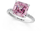 White gold Fancy Pink Asscher Cut Diamond Brilliant Solitaire Ring with Pavé Band and Four-Prong Setting_31