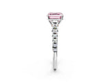 White gold Fancy Pink Asscher Cut Diamond Cathedral Solitaire Ring with Round  Pavé Band_84