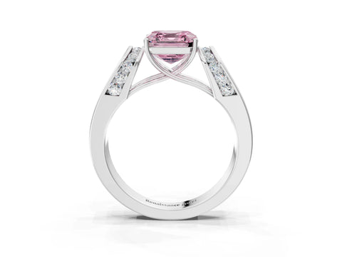 White gold Fancy Pink Asscher Cut Diamond Channel Set Solitaire Ring with Four-Prong Setting_19
