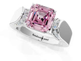 White gold Fancy Pink Asscher Cut Diamond Channel Set Solitaire Ring with Four-Prong Setting_31