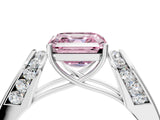 White gold Fancy Pink Asscher Cut Diamond Channel Set Solitaire Ring with Four-Prong Setting_34