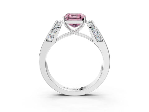 White gold Fancy Pink Asscher Cut Diamond Channel Set Solitaire Ring with Four-Prong Setting_45