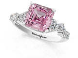 White gold Fancy Pink Asscher Cut Diamond Cluster Pavé Band with Four-Prong Setting_25
