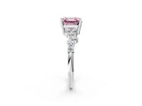 White gold Fancy Pink Asscher Cut Diamond Cluster Pavé Band with Four-Prong Setting_26