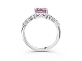 White gold Fancy Pink Asscher Cut Diamond Cluster Pavé Band with Four-Prong Setting_27