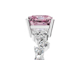 White gold Fancy Pink Asscher Cut Diamond Cluster Pavé Band with Four-Prong Setting_29