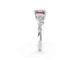 White gold Fancy Pink Asscher Cut Diamond Cluster Pavé Band with Four-Prong Setting_5