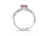 White gold Fancy Pink Asscher Cut Diamond Cluster Pavé Band with Four-Prong Setting_6