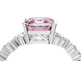 White gold Fancy Pink Asscher Cut Diamond Cluster Pavé Band with Four-Prong Setting_7