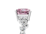 White gold Fancy Pink Asscher Cut Diamond Cluster Pavé Band with Four-Prong Setting_8