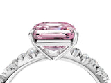 White gold Fancy Pink Asscher Cut Diamond Cluster Side Stone Solitaire Ring with Prong Setting_132