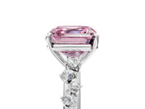 White gold Fancy Pink Asscher Cut Diamond Cluster Side Stone Solitaire Ring with Prong Setting_133