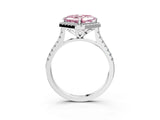 White gold Fancy Pink Asscher Cut Diamond Cushion Halo Ring with Pavé Band_15