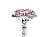 White gold Fancy Pink Asscher Cut Diamond Cushion Halo Ring with Pavé Band_17