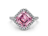 White gold Fancy Pink Asscher Cut Diamond Cushion Halo Ring with Pavé Band_24