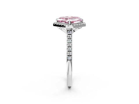 White gold Fancy Pink Asscher Cut Diamond Cushion Halo Ring with Pavé Band_26