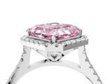 White gold Fancy Pink Asscher Cut Diamond Cushion Halo Ring with Pavé Band_28