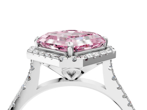 White gold Fancy Pink Asscher Cut Diamond Cushion Halo Ring with Pavé Band_28