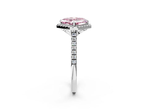 White gold Fancy Pink Asscher Cut Diamond Cushion Halo Ring with Pavé Band_2