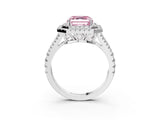 White gold Fancy Pink Asscher Cut Diamond Double Halo Ring with Pavé Band and Prong Setting_54