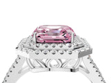 White gold Fancy Pink Asscher Cut Diamond Double Halo Ring with Pavé Band and Prong Setting_60