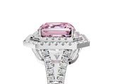 White gold Fancy Pink Asscher Cut Diamond Double Halo Ring with Pavé Band and Prong Setting_61