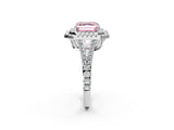 White gold Fancy Pink Asscher Cut Diamond Double Halo Ring with Pavé Band and Prong Setting_85