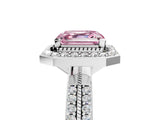 White gold Fancy Pink Asscher Cut Diamond Double Halo Ring with Split Shank and Four-Prong Setting_5