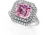 White gold Fancy Pink Asscher Cut Diamond Double Halo Ring with Split Shank and Prong Setting_28