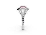 White gold Fancy Pink Asscher Cut Diamond Double Halo Ring with Split Shank and Prong Setting_29