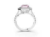White gold Fancy Pink Asscher Cut Diamond Double Halo Ring with Split Shank and Prong Setting_30