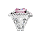 White gold Fancy Pink Asscher Cut Diamond Double Halo Ring with Split Shank and Prong Setting_32