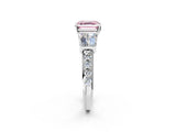 White gold Fancy Pink Asscher Cut Diamond Engagement Ring with Baguette Side Stones and Channel Set Band_18