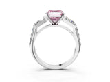 White gold Fancy Pink Asscher Cut Diamond Engagement Ring with Baguette Side Stones and Channel Set Band_19