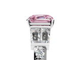 White gold Fancy Pink Asscher Cut Diamond Engagement Ring with Baguette Side Stones and Channel Set Band_21