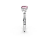 White gold Fancy Pink Asscher  Cut Diamond Engagement Ring with Bezel Set Round Side Stones and Prong Setting_49