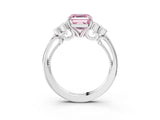 White gold Fancy Pink Asscher  Cut Diamond Engagement Ring with Bezel Set Round Side Stones and Prong Setting_50