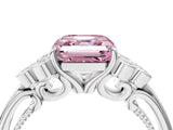 White gold Fancy Pink Asscher  Cut Diamond Engagement Ring with Bezel Set Round Side Stones and Prong Setting_51