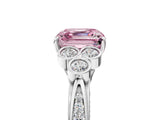 White gold Fancy Pink Asscher  Cut Diamond Engagement Ring with Bezel Set Round Side Stones and Prong Setting_54