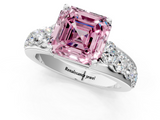 White gold Fancy Pink Asscher  Cut Diamond Engagement Ring with Pavé Band and Four-Prong Setting_4