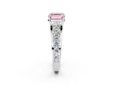 White gold Fancy Pink Asscher  Cut Diamond Engagement Ring with Pavé Band and Four-Prong Setting_5