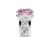 White gold Fancy Pink Asscher  Cut Diamond Engagement Ring with Pavé Band and Four-Prong Setting_8