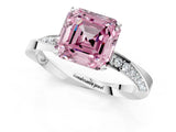 White gold Fancy Pink Asscher Cut Diamond Engagement Ring with Side Stone Accents and Four-Prong Setting_19