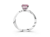 White gold Fancy Pink Asscher Cut Diamond Engagement Ring with Side Stone Accents and Four-Prong Setting_27