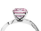 White gold Fancy Pink Asscher Cut Diamond Engagement Ring with Side Stone Accents and Four-Prong Setting_28