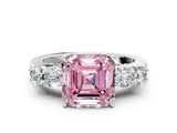 White gold Fancy Pink Asscher  Cut Diamond Five-Stone Prong Set White Gold Ring_29