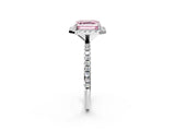 White gold Fancy Pink Asscher  Cut Diamond Floral Halo Engagement Ring with Pavé Band and Prong Setting_31